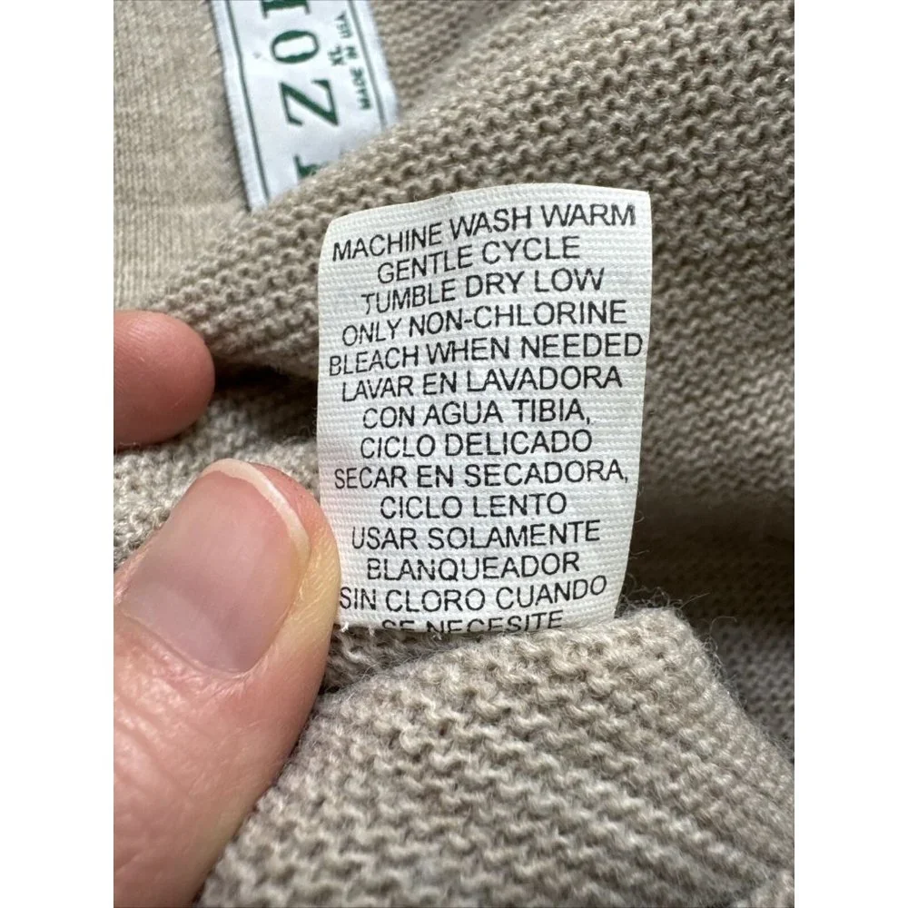 Vintage Izod Cardigan Men Sz XL Beige Button‎ Up Long Sleeve Made In USA Sweater
